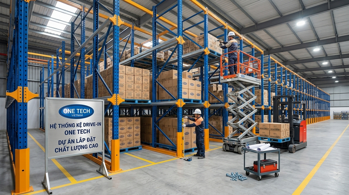 Lắp đặt hệ thống kệ drive in tại kho công nghiệp