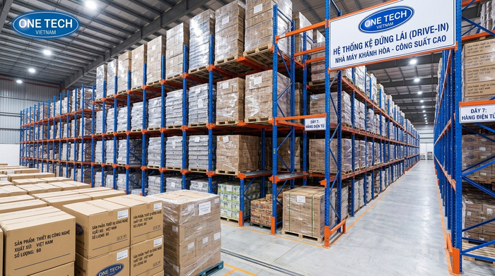 Kệ drive in Khánh Hòa hoàn thiện cho kho pallet