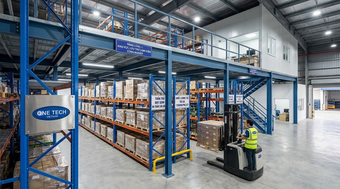 Kệ pallet kết hợp với sàn mezzanine tại Khánh Hòa