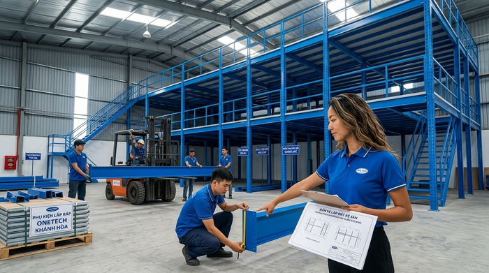 Lắp đặt kệ sàn mezzanine thực tế tại Khánh Hòa