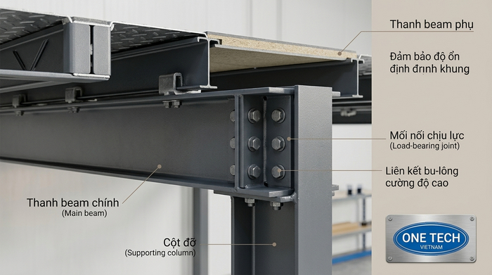 Thanh beam chính và beam phụ của kệ sàn mezzanine Khánh Hòa