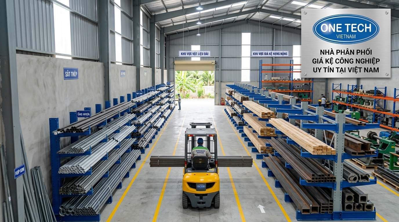 Bố trí lối đi cho kệ tay đỡ trong kho tại Nha Trang