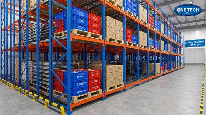 Cấu tạo kệ Push Back Khánh Hòa Cấu tạo tổng quan kệ Push Back Khánh Hòa dùng cho kho pallet