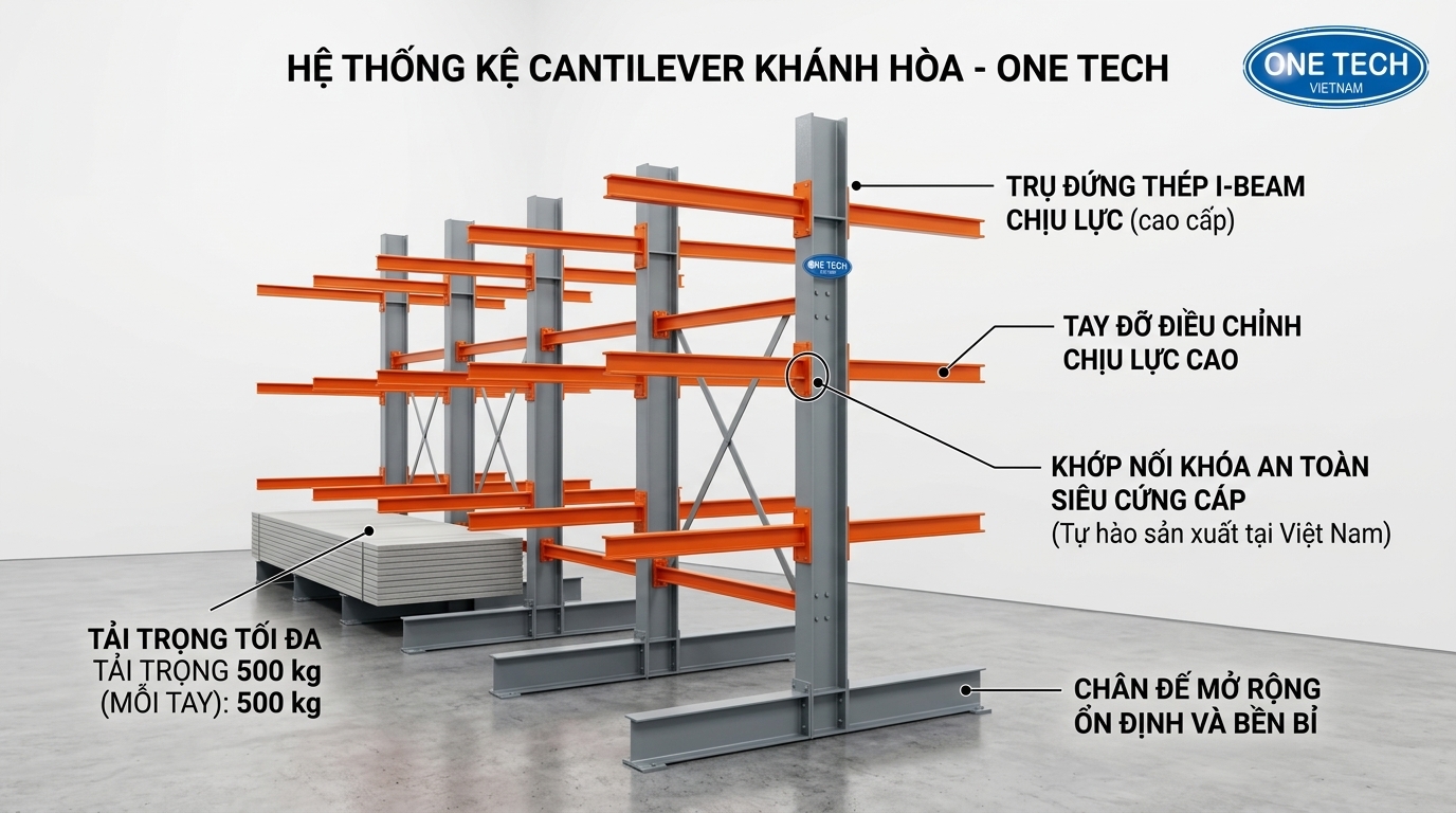 Cấu tạo cơ bản của kệ tay đỡ Khánh Hòa gồm trụ đứng và tay đỡ