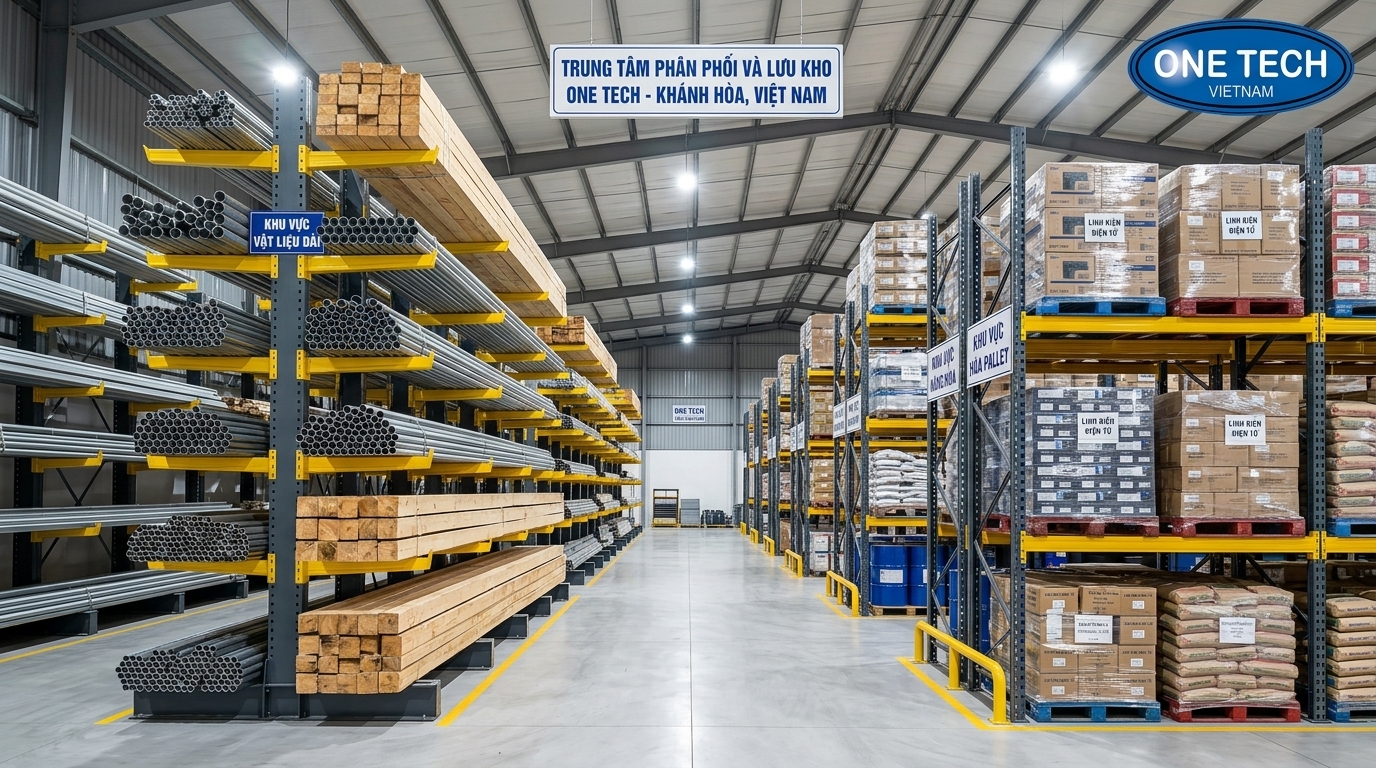 Kết hợp kệ tay đỡ và kệ tải trọng nặng trong kho Khánh Hòa