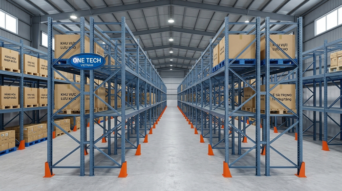 Kho hàng logistics sử dụng kệ tải nặng tại Cam Ranh Hệ thống kệ sắt công nghiệp tải nặng Khánh Hòa tại kho logistics Cam Ranh