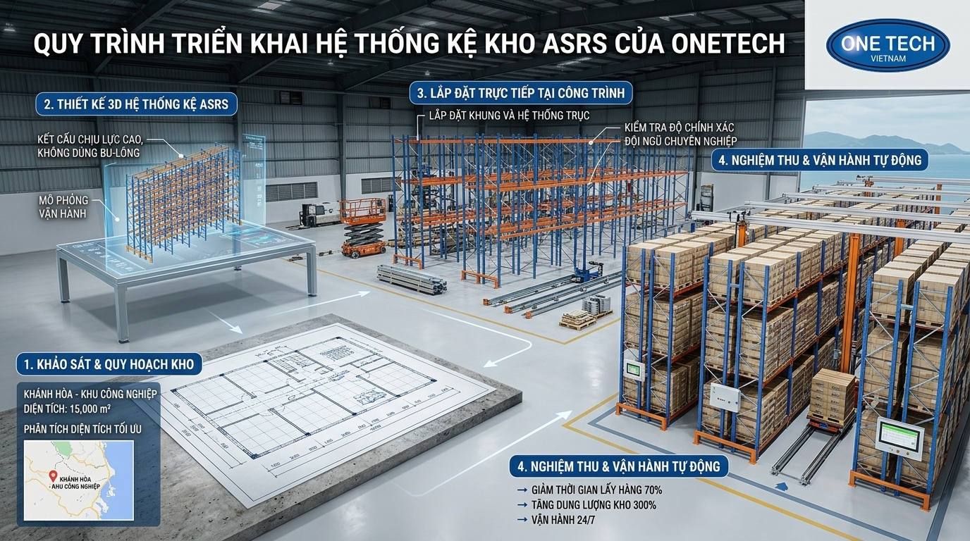 Quy trình khảo sát thiết kế lắp đặt và nghiệm thu kệ kho ASRS Khánh Hòa