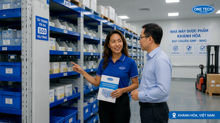 Bàn giao kệ kho dược phẩm sau lắp đặt Bàn giao hệ thống kệ kho dược phẩm sau lắp đặt tại Khánh Hòa