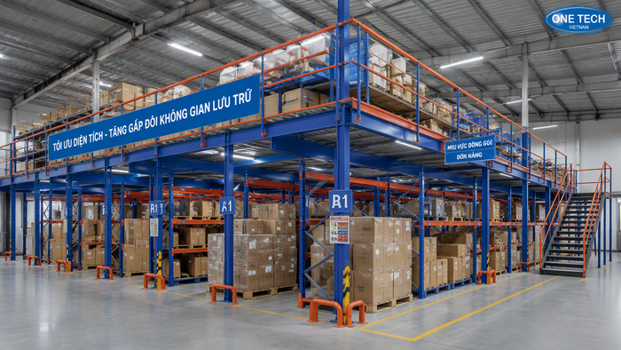Sàn lửng kho hàng giúp tối ưu diện tích tại Khánh Hòa