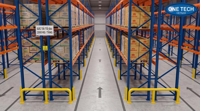 Kệ pallet tải trọng cao Nha Trang tối ưu theo xe nâng Thiết kế lối đi xe nâng cho kệ pallet tải trọng cao Nha Trang